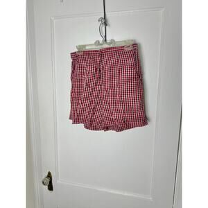 Vintage 90s Grunge Fashion Bug Red Gingham Cotton Pull On Baggy Shorts Medium